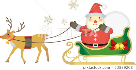 Reindeer and Santa Claus pulling a sleigh - Stock Illustration ...