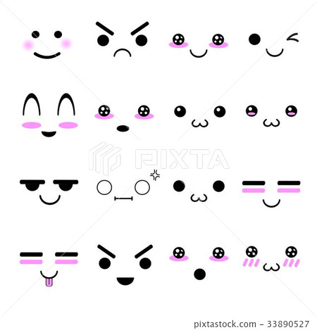 kawaii cute face in adorable character icons set kawaii cute face in adorable character icons set 33890527