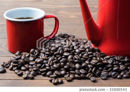 Coffee cup coffee pot coffee beans Coffee cup coffee pot coffee beans 33890543