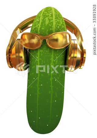 cucumber with sun glass and headphones cucumber with sun glass and headphones 33891928
