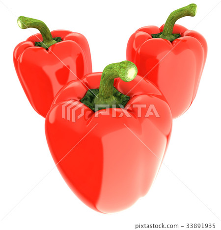 Red bulgarian pepper. 3d illustration 33891935