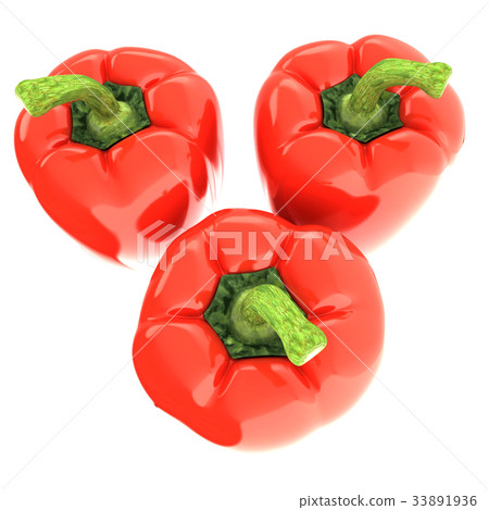 Red bulgarian pepper. 3d illustration 33891936