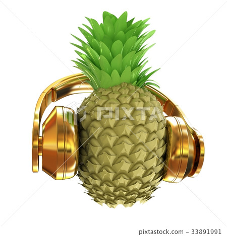 Fashion gold pineapple with headphones Fashion gold pineapple with headphones 33891991