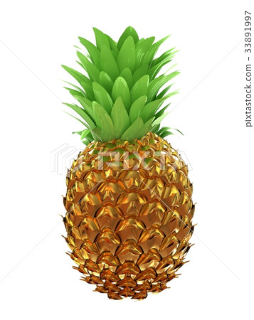 Pineapple in gold isolated on white background Pineapple in gold isolated on white background 33891997