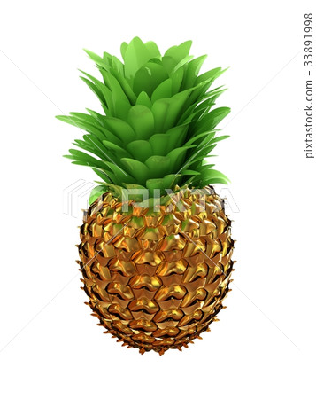 Pineapple in gold isolated on white background Pineapple in gold isolated on white background 33891998