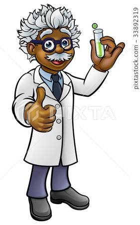 Cartoon Scientist Holding Test Tube 33892319