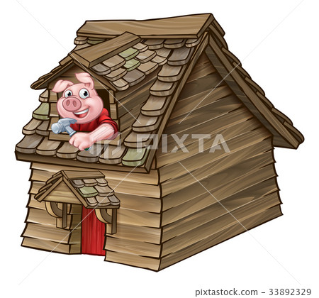 Three Little Pigs Fairy Tale Wood House 33892329