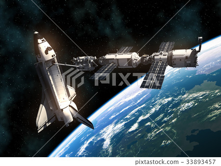 Space Shuttle And International Space Station On 33893457