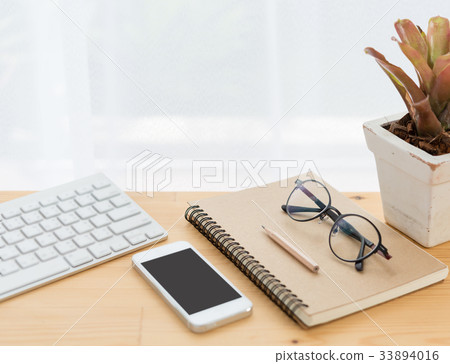 Minimal workspace,computer,smartphone,notebook 33894016