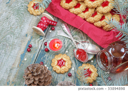 Christmas cookies with jam 33894898