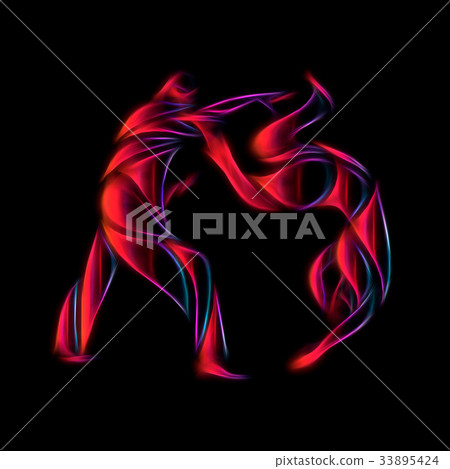 Judo fighters round pictogram or logo. Martial Judo fighters round pictogram or logo. Martial 33895424