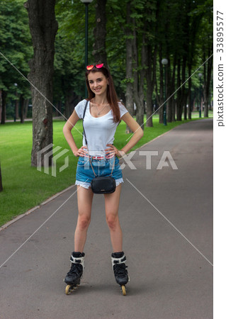 Skinny lucky girl riding in the Park Skinny lucky girl riding in the Park 33895577