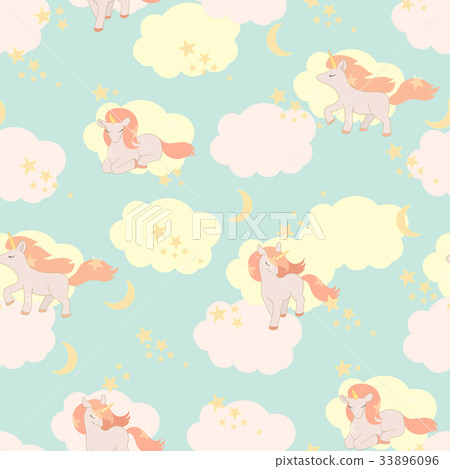 Unicorns seamless pattern. Vector elements for - Stock Illustration ...