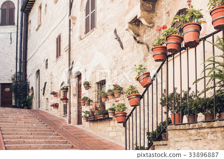 Staircase street of the old town of Assisi 33896887