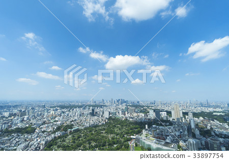 Tokyo landscape Full view of the city center from Roppongi Direction towards Shinjuku 33897754
