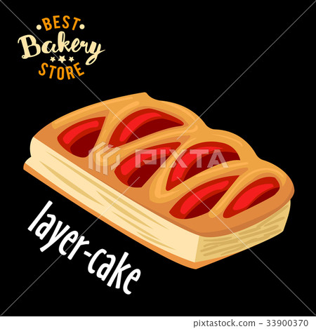 Layered bun with jam vector. Baked bread product. 33900370