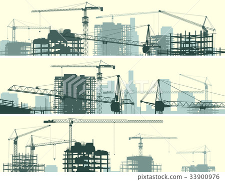 anner of construction site with cranes. anner of construction site with cranes. 33900976