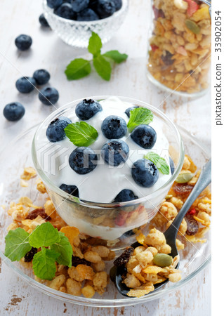 Greek yogurt and blueberry parfait Greek yogurt and blueberry parfait 33902054