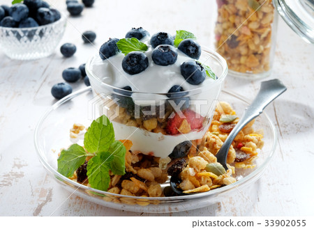 Greek yogurt and blueberry parfait Greek yogurt and blueberry parfait 33902055