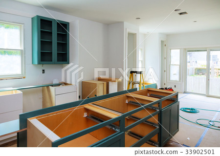 Custom kitchen cabinets in various stages Custom kitchen cabinets in various stages 33902501