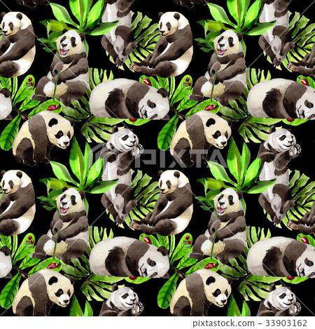 Panda wild animal pattern in a watercolor style. Panda wild animal pattern in a watercolor style. 33903162