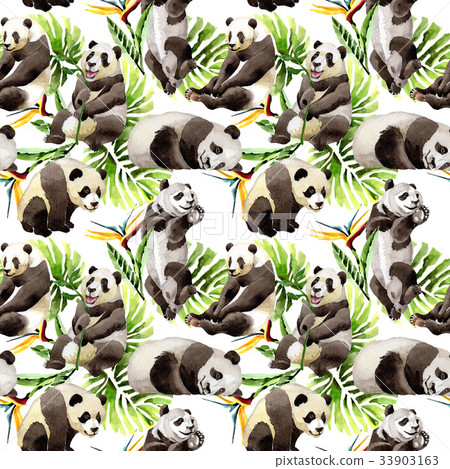 Panda wild animal pattern in a watercolor style. Panda wild animal pattern in a watercolor style. 33903163