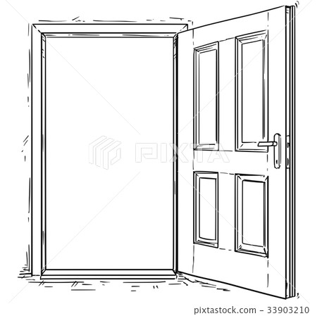 Cartoon Vector Of Open Wooden Door Stock Illustration