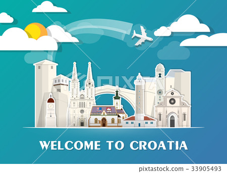 Croatia travel background Landmark Global Travel. 33905493