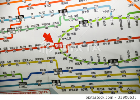 Jr新宿站路線圖價格表 照片素材 圖片 圖庫