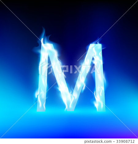 vector letter with blue fire 33908712