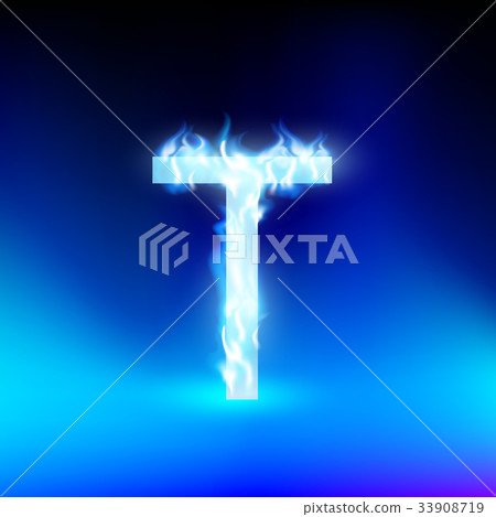 vector letter with blue fire 33908719