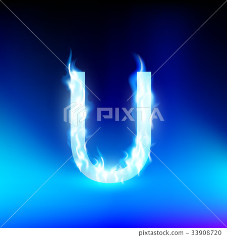 vector letter with blue fire 33908720