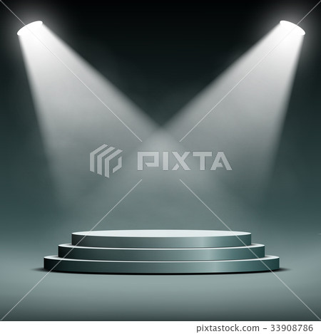 two spotlights illuminate the podium with steps two spotlights illuminate the podium with steps 33908786