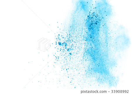 Multicolored powder explosion on white background. 33908992