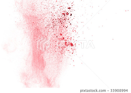 Multicolored powder explosion on white background. 33908994