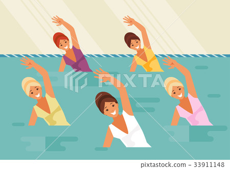 Synchronized swimming. Water aerobics 33911148