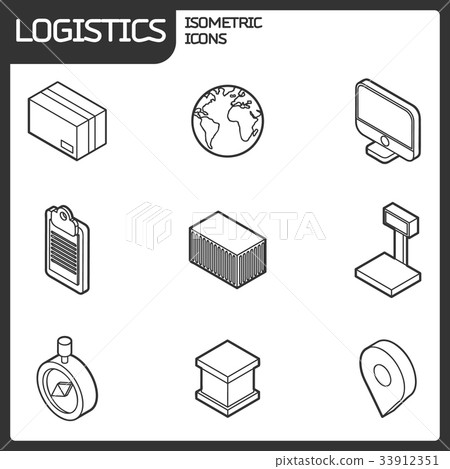 Logistics outline isometric icons 33912351