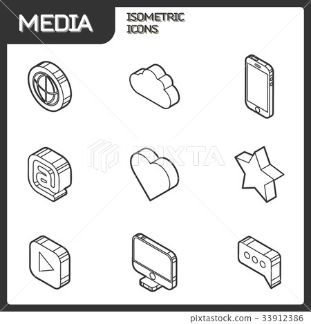 Media outline isometric icons set - Stock Illustration [33912386] - PIXTA