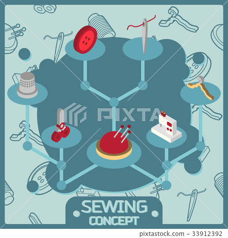 Sewing color isometric concept icons 33912392