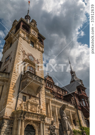 Facade of Peles Castle in Romania Facade of Peles Castle in Romania 33912639