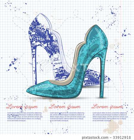 Fashion vector sketch womens shoes. 33912918