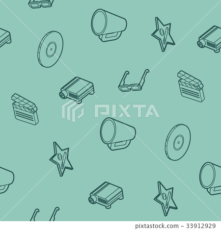Cinema outline isometric pattern 33912929