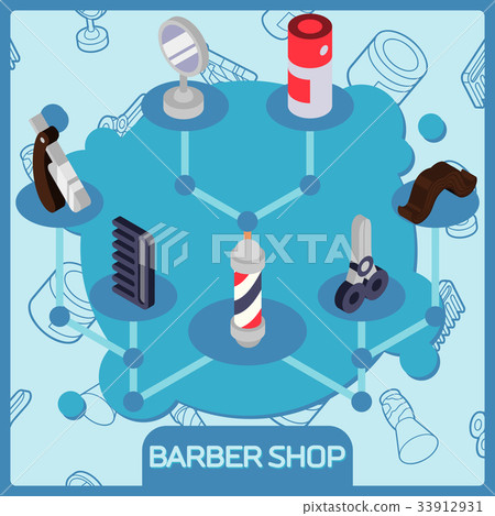 Barber shop isometric concept 33912931