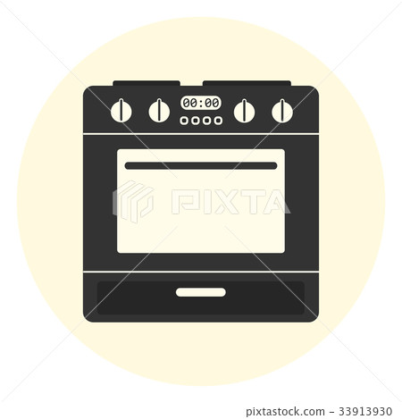 Flat oven icon, kitchen equipment, cooking stove 33913930