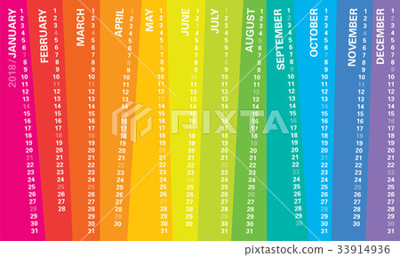 Creative calendar 2018 with rainbow design Creative calendar 2018 with rainbow design 33914936