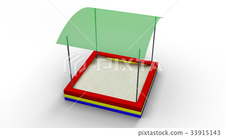 Sandbox with roof isolated 3d illustration render 33915143