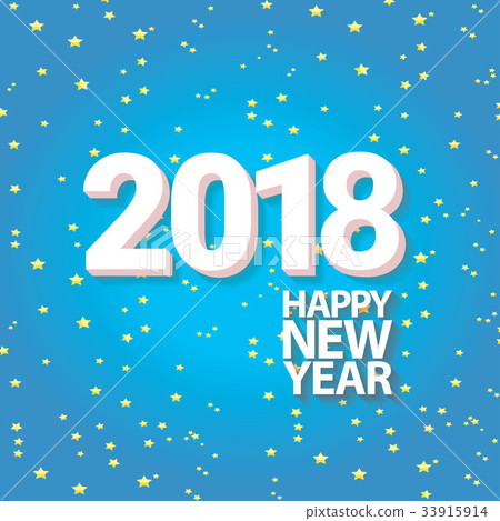 2018 Happy new year creative design blue greeting 2018 Happy new year creative design blue greeting 33915914