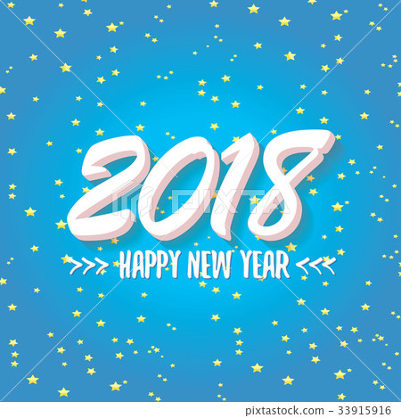 2018 Happy new year creative design blue greeting 2018 Happy new year creative design blue greeting 33915916