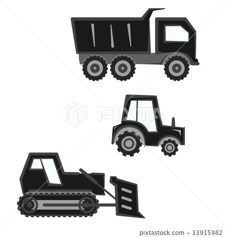 Flat black and gray industry transport set Flat black and gray industry transport set 33915982