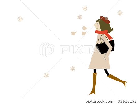 Image of a woman wearing a coat winter Image of a woman wearing a coat winter 33916152
